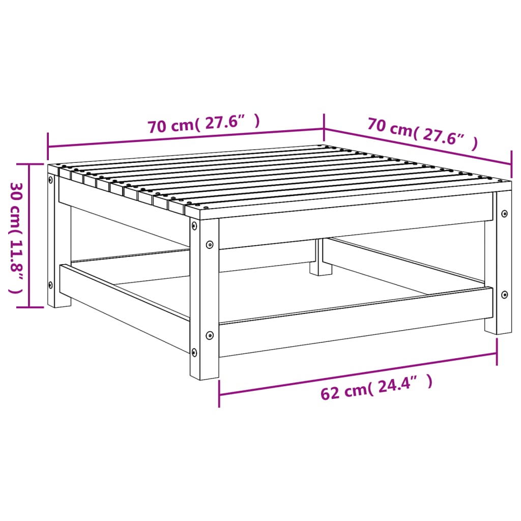Garden Footstool White 70x70x30 cm Solid Wood Pine