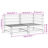 Garden Sofa 2-Seater White Solid Wood Pine