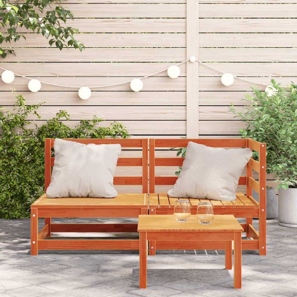 Garden Sofa 2-Seater Wax Brown Solid Wood Pine