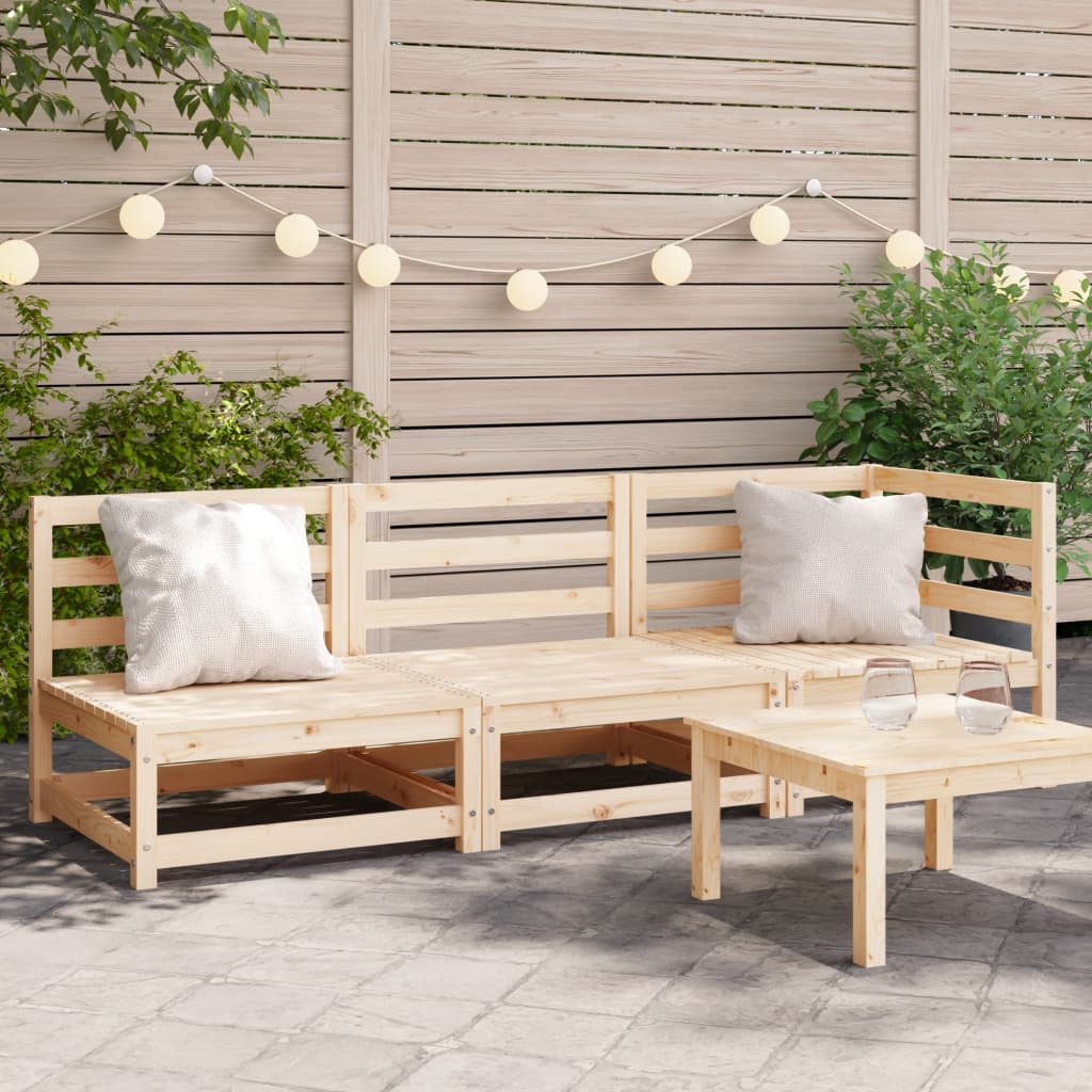 Garden Sofa 3-Seater Solid Wood Pine