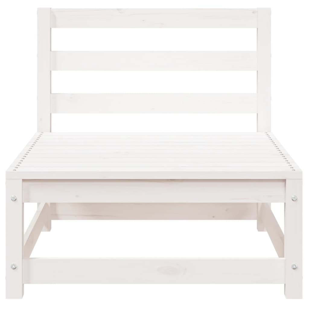 Garden Sofa 3-Seater White Solid Wood Pine