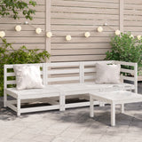 Garden Sofa 3-Seater White Solid Wood Pine