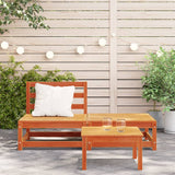 Garden Sofa Armless with Footstool Wax Brown Solid Wood Pine