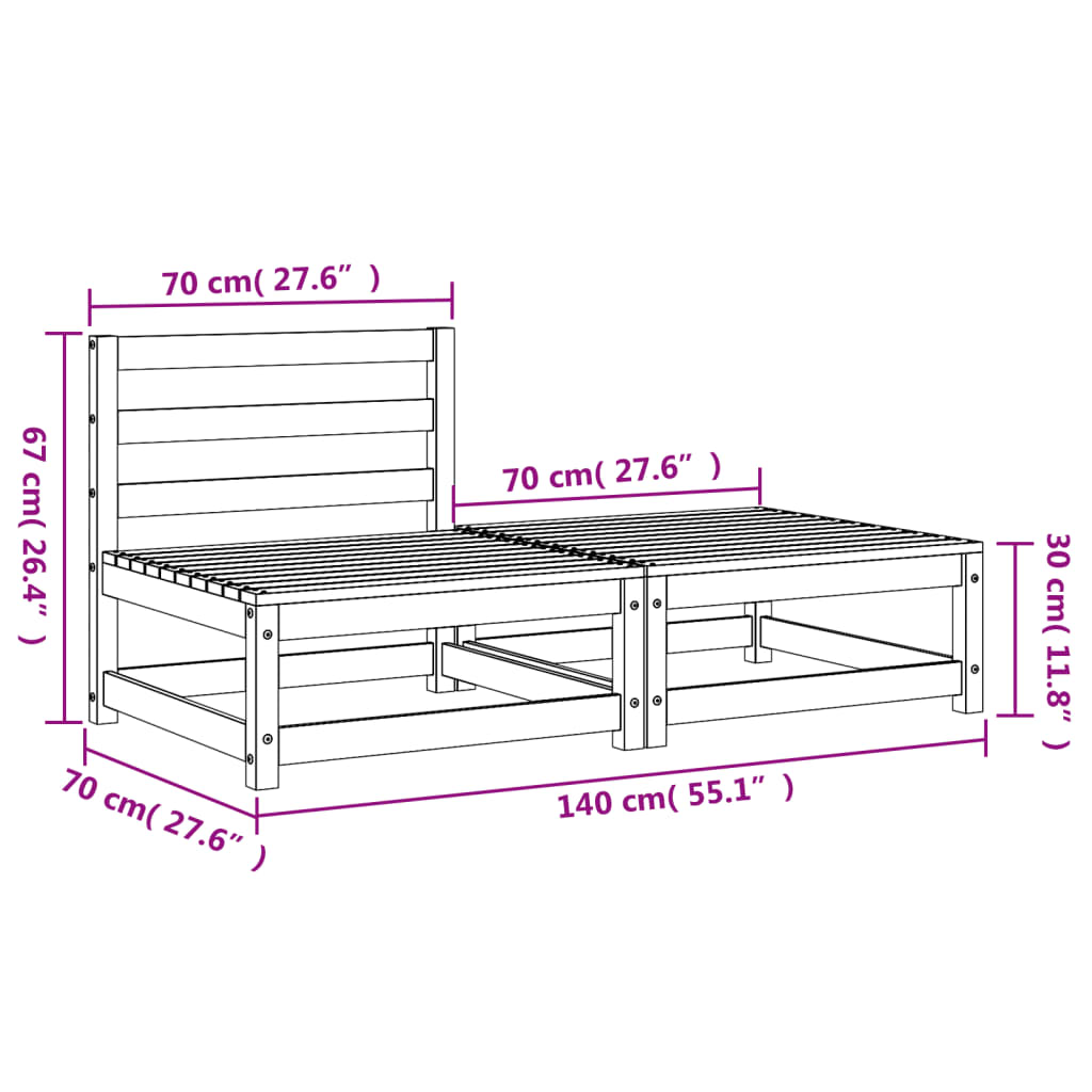 Garden Sofa Armless with Footstool Wax Brown Solid Wood Pine