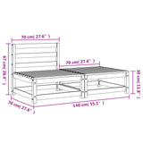 Garden Sofa Armless with Footstool Wax Brown Solid Wood Pine