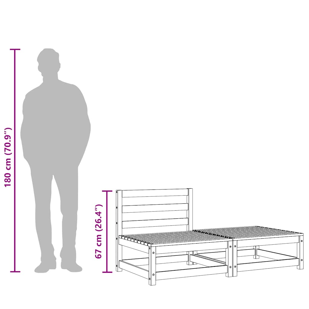 Garden Sofa Armless with Footstool Solid Wood Douglas