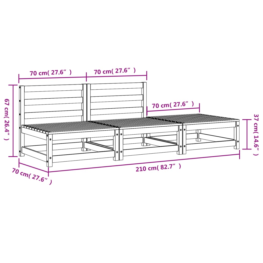 Garden Sofa Armless with Footstool Solid Wood Pine