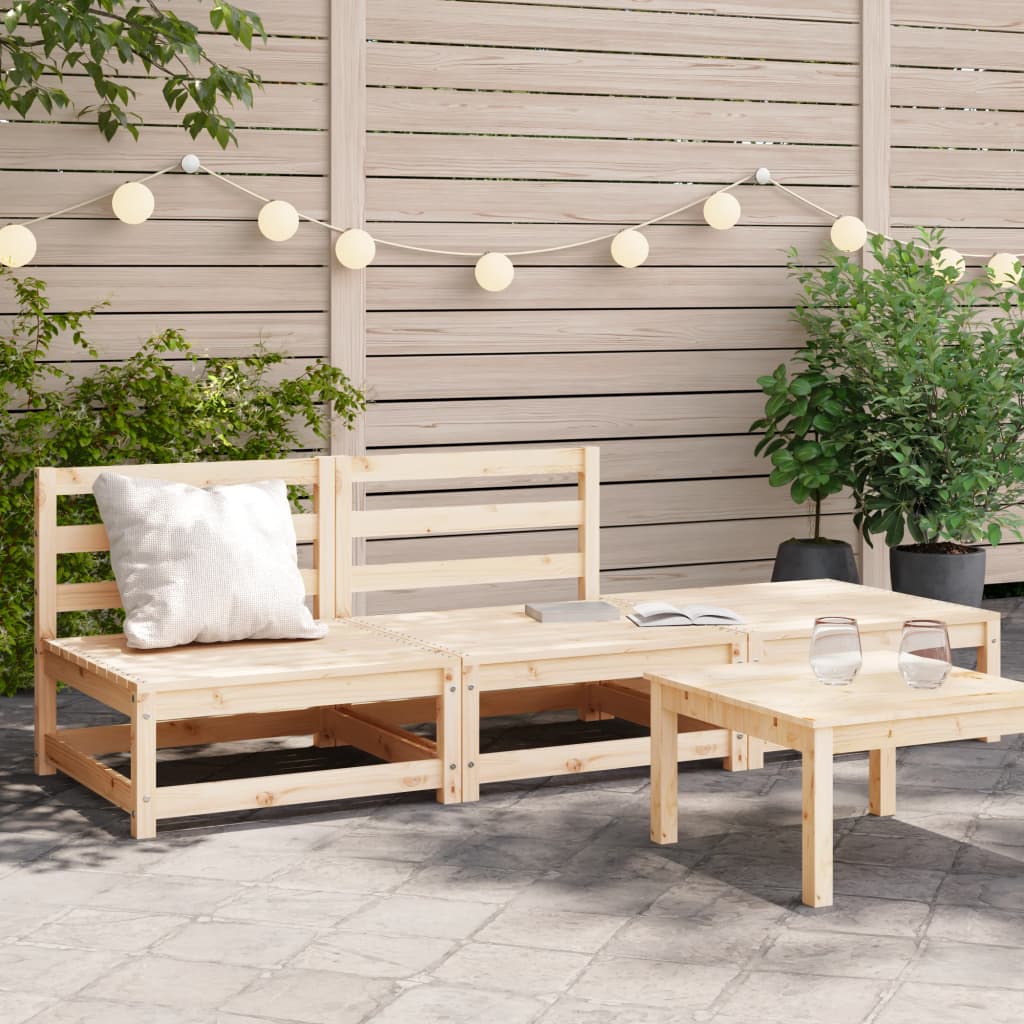 Garden Sofa Armless with Footstool Solid Wood Pine