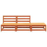 Garden Sofa Armless with Footstool Wax Brown Solid Wood Pine