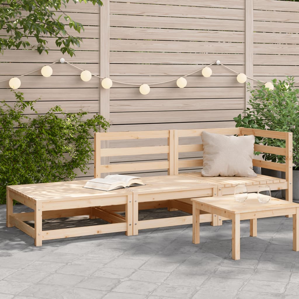 Garden Sofa with Footstool 2-Seater Solid Wood Pine