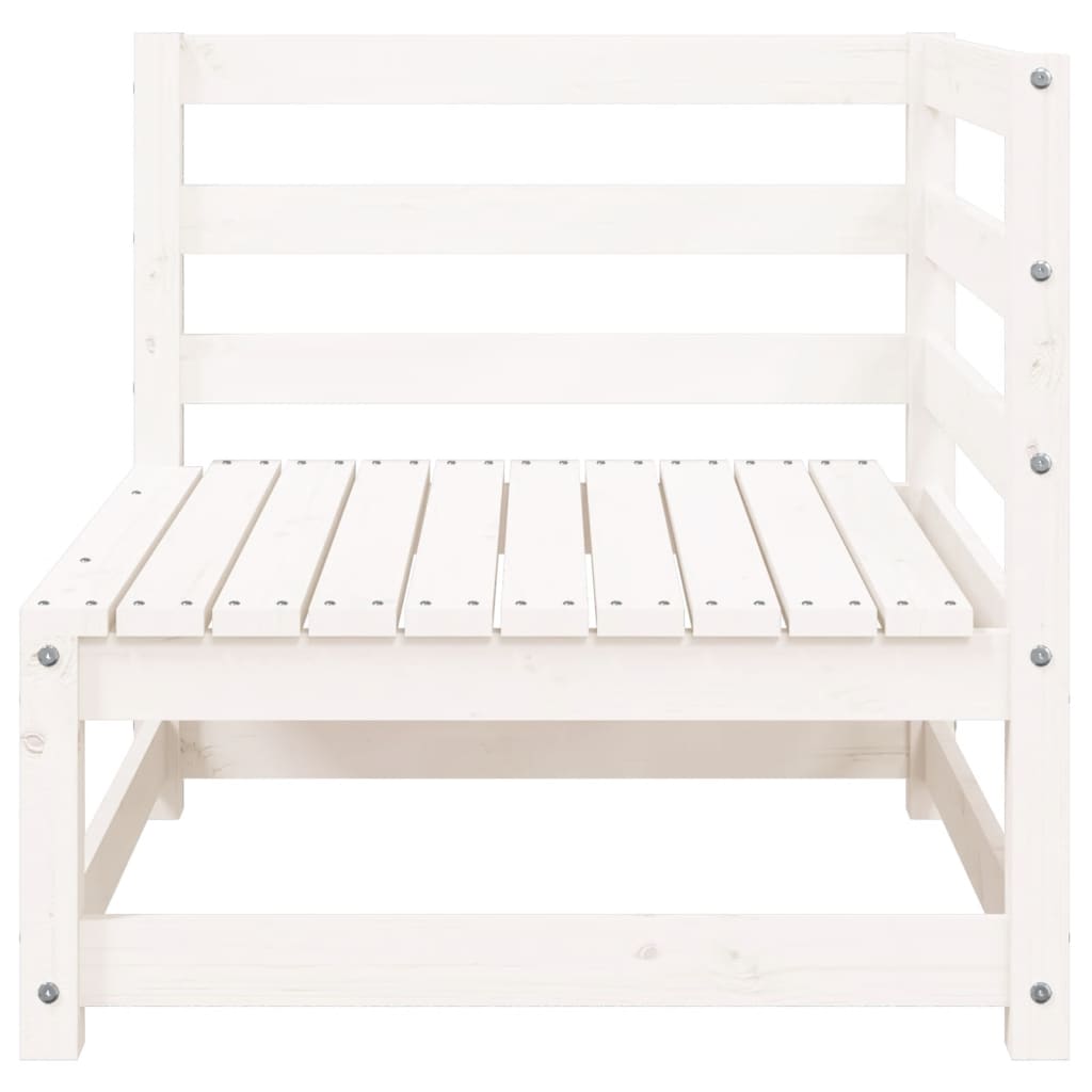 Garden Sofa with Footstool 2-Seater White Solid Wood Pine