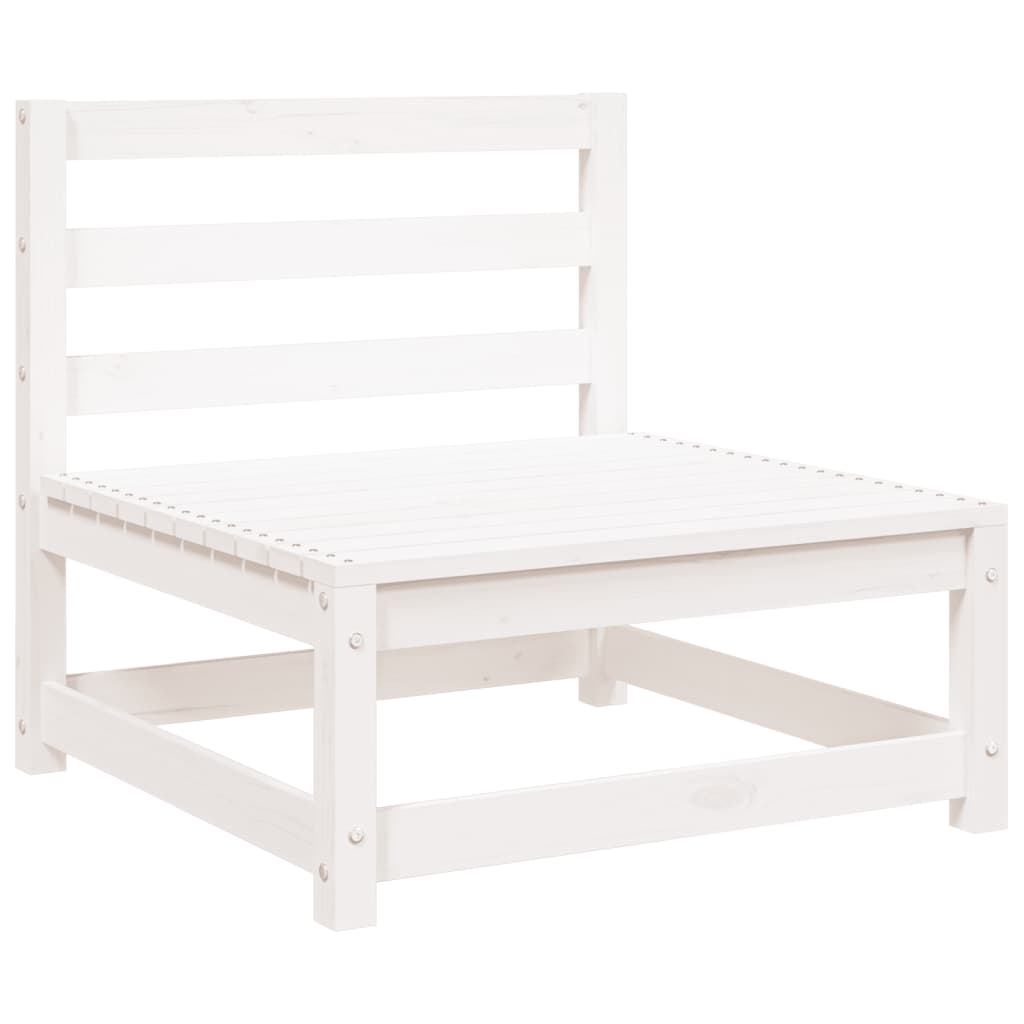 Garden Sofa with Footstool 2-Seater White Solid Wood Pine