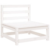 Garden Sofa with Footstool 2-Seater White Solid Wood Pine