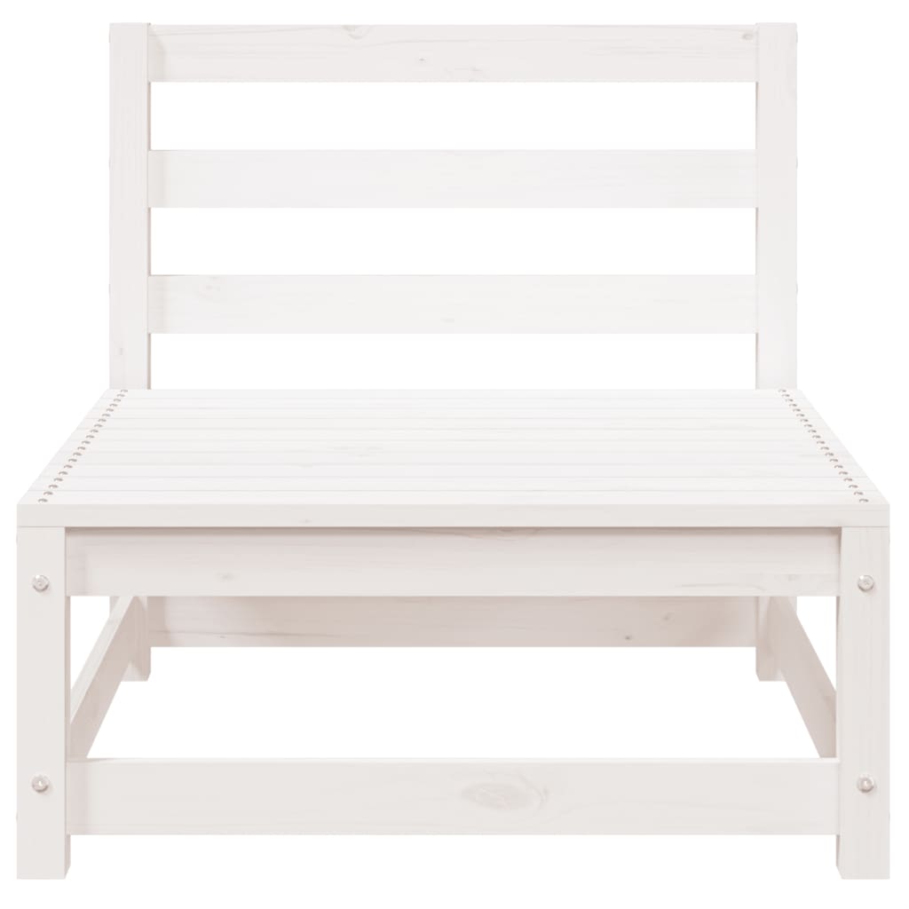 Garden Sofa with Footstool 2-Seater White Solid Wood Pine