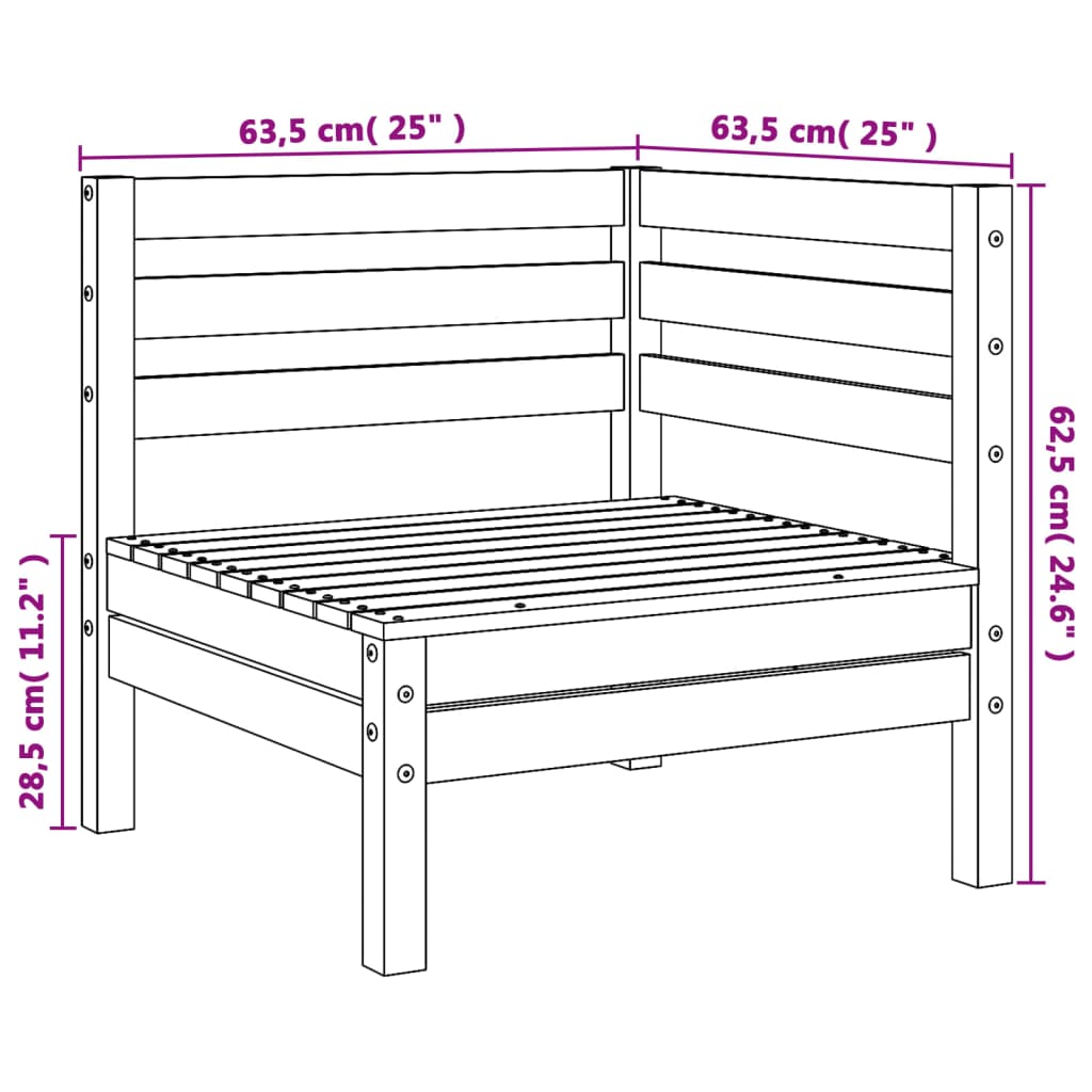 Garden Sofa Corner Solid Wood Pine