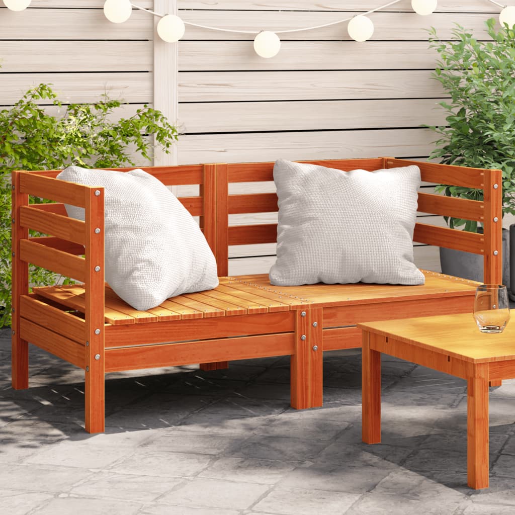 Garden Sofas Corner 2 pcs Wax Brown Solid Wood Pine