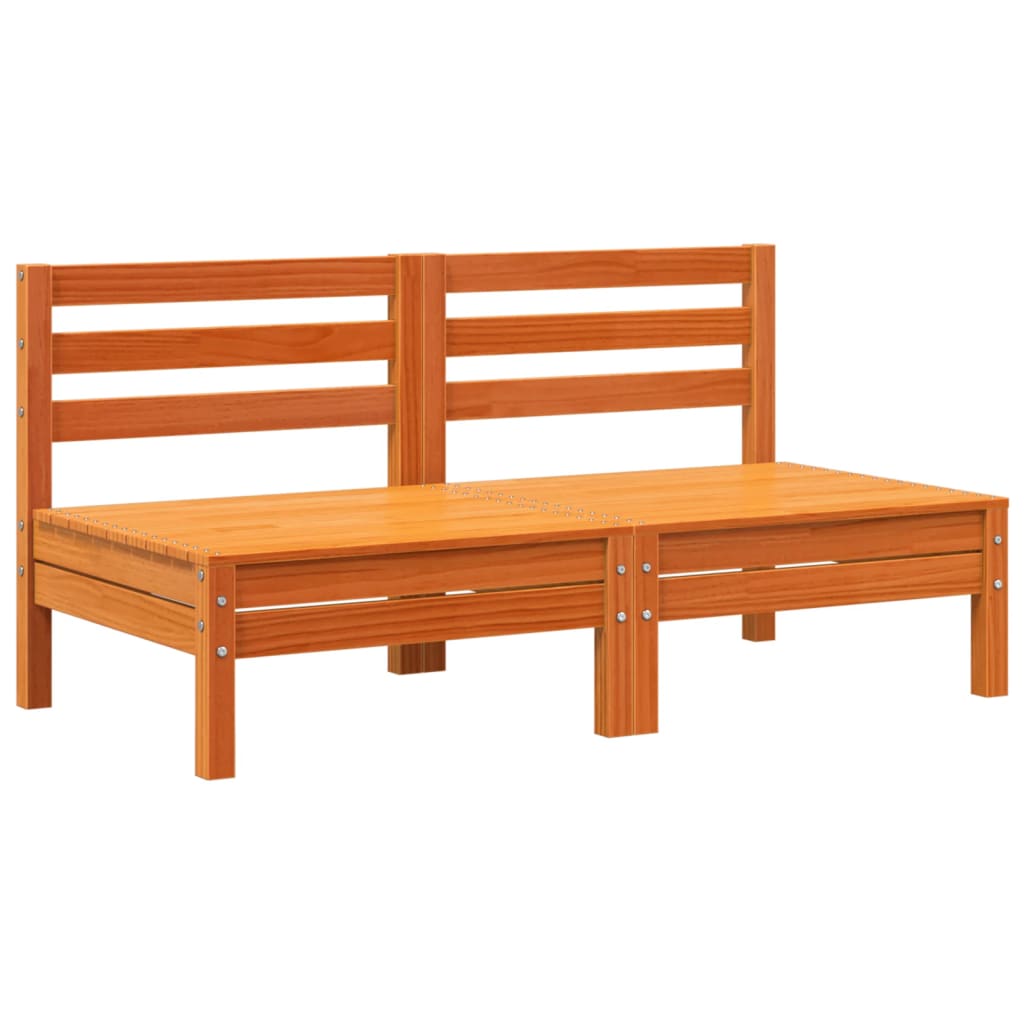 Garden Sofas Armless 2 pcs Wax Brown Solid Wood Pine