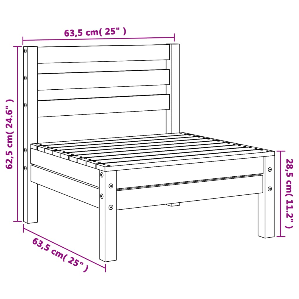 Garden Sofas Armless 2 pcs Impregnated Wood Pine