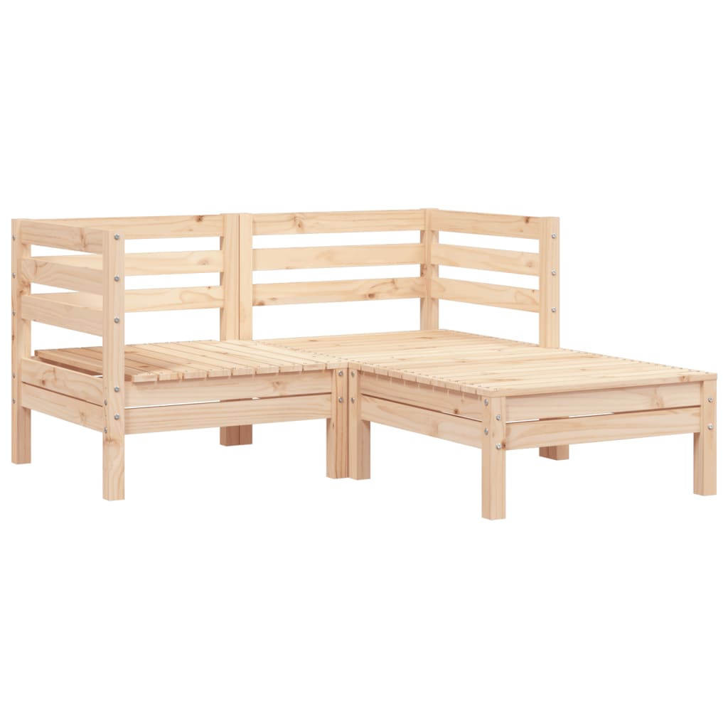 Garden Sofa 2-Seater with Footstool Solid Wood Pine