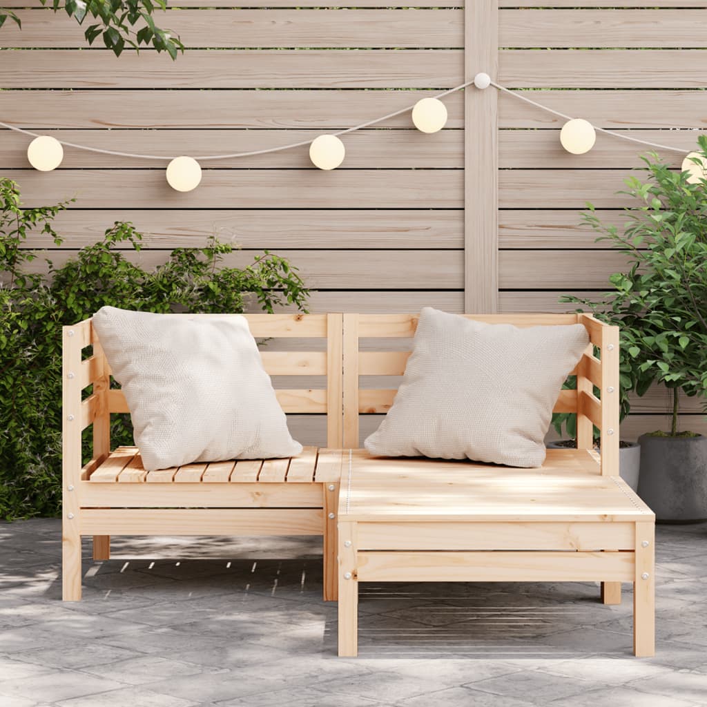 Garden Sofa 2-Seater with Footstool Solid Wood Pine