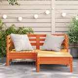 Garden Sofa 2-Seater with Footstool Wax Brown Solid Wood Pine