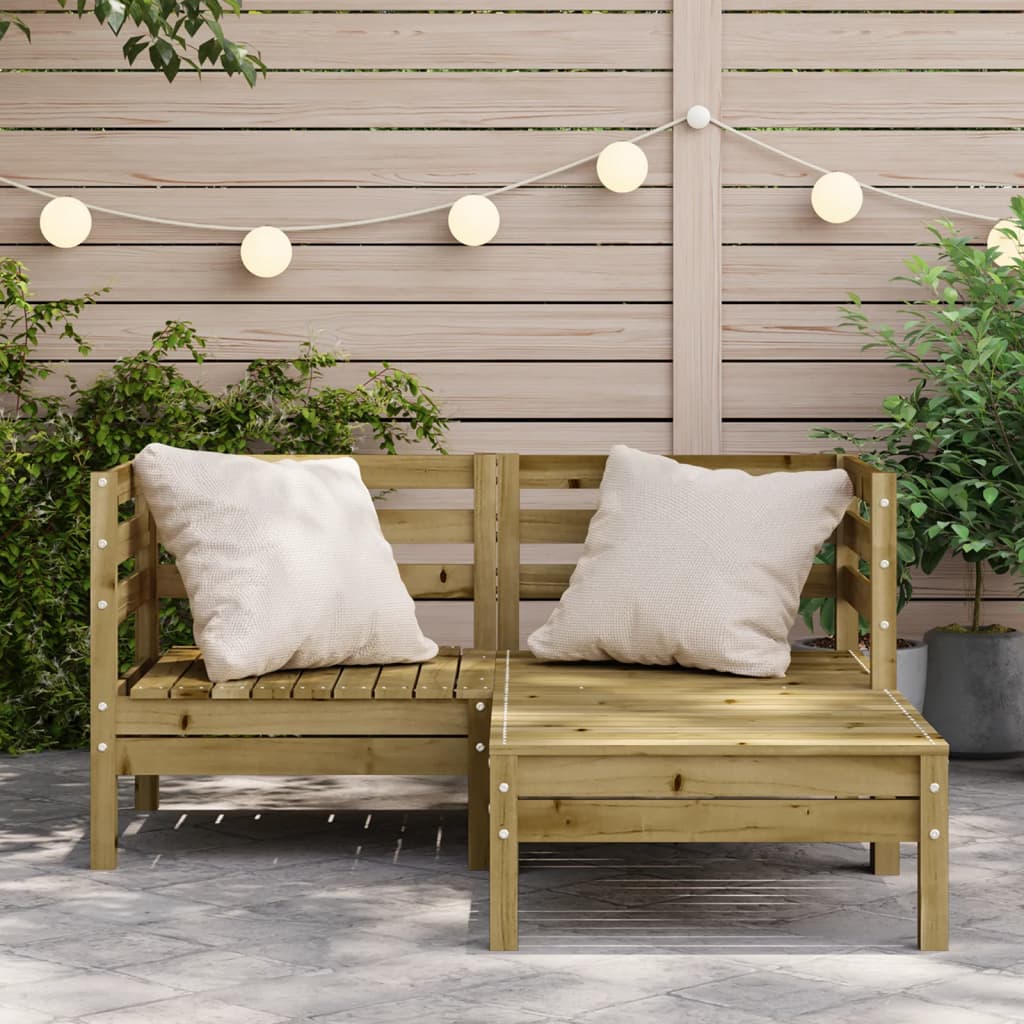 Garden Sofa 2-Seater with Footstool Impregnated Wood Pine