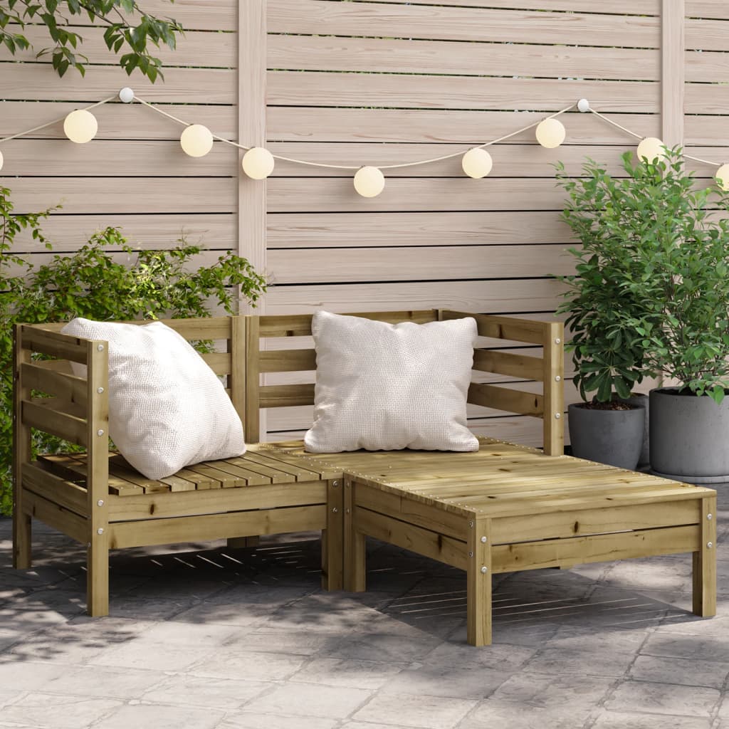 Garden Sofa 2-Seater with Footstool Impregnated Wood Pine