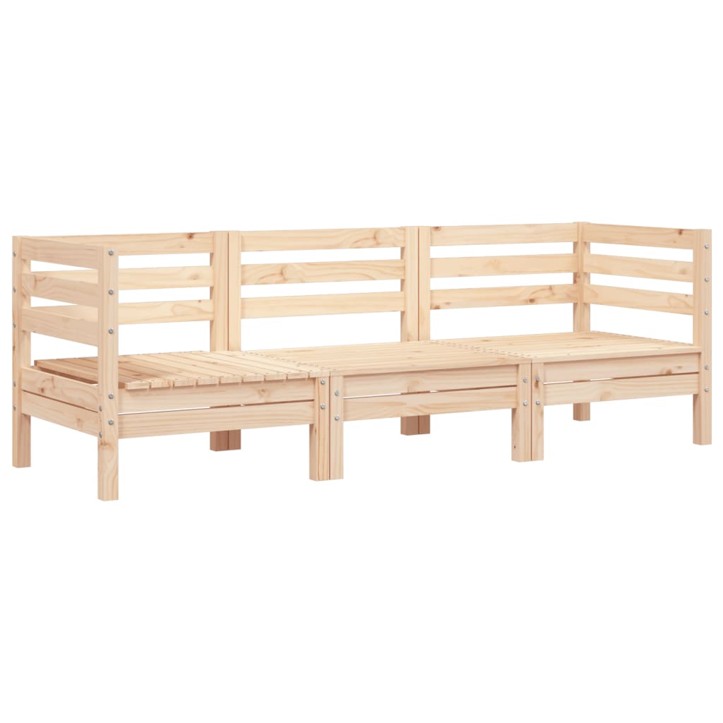 Garden Sofa 3-Seater Solid Wood Pine