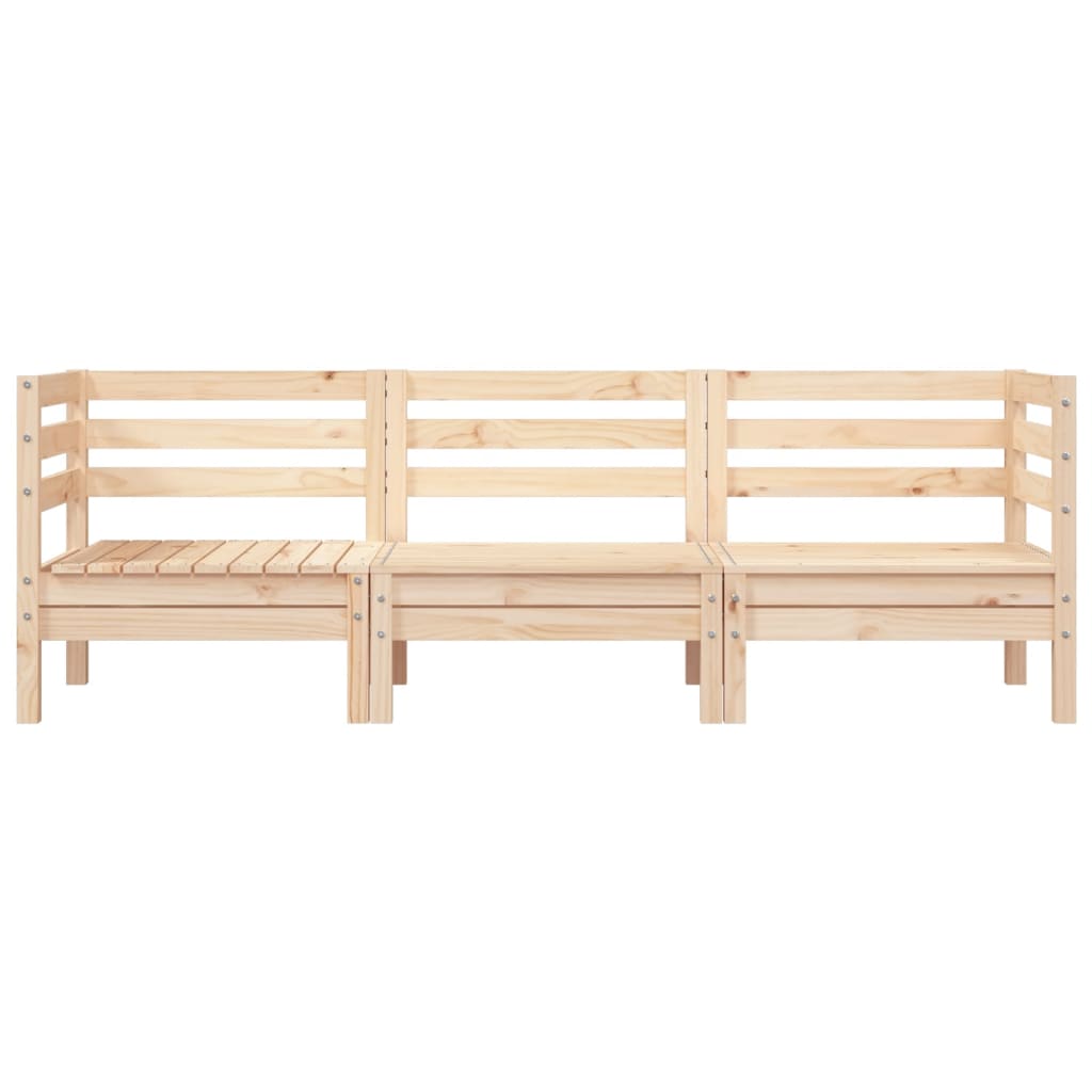 Garden Sofa 3-Seater Solid Wood Pine