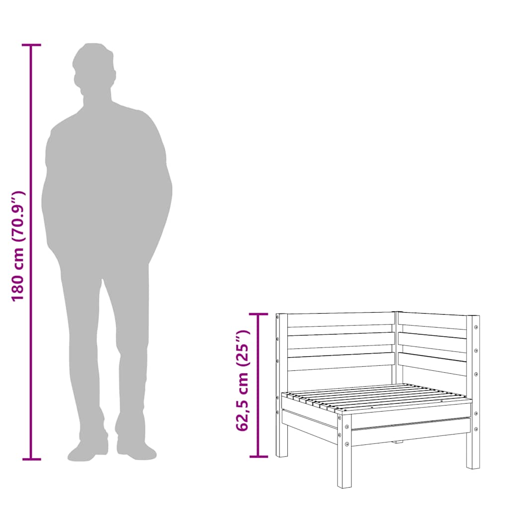 Garden Sofa 3-Seater Solid Wood Pine
