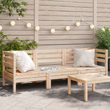 Garden Sofa 3-Seater Solid Wood Pine