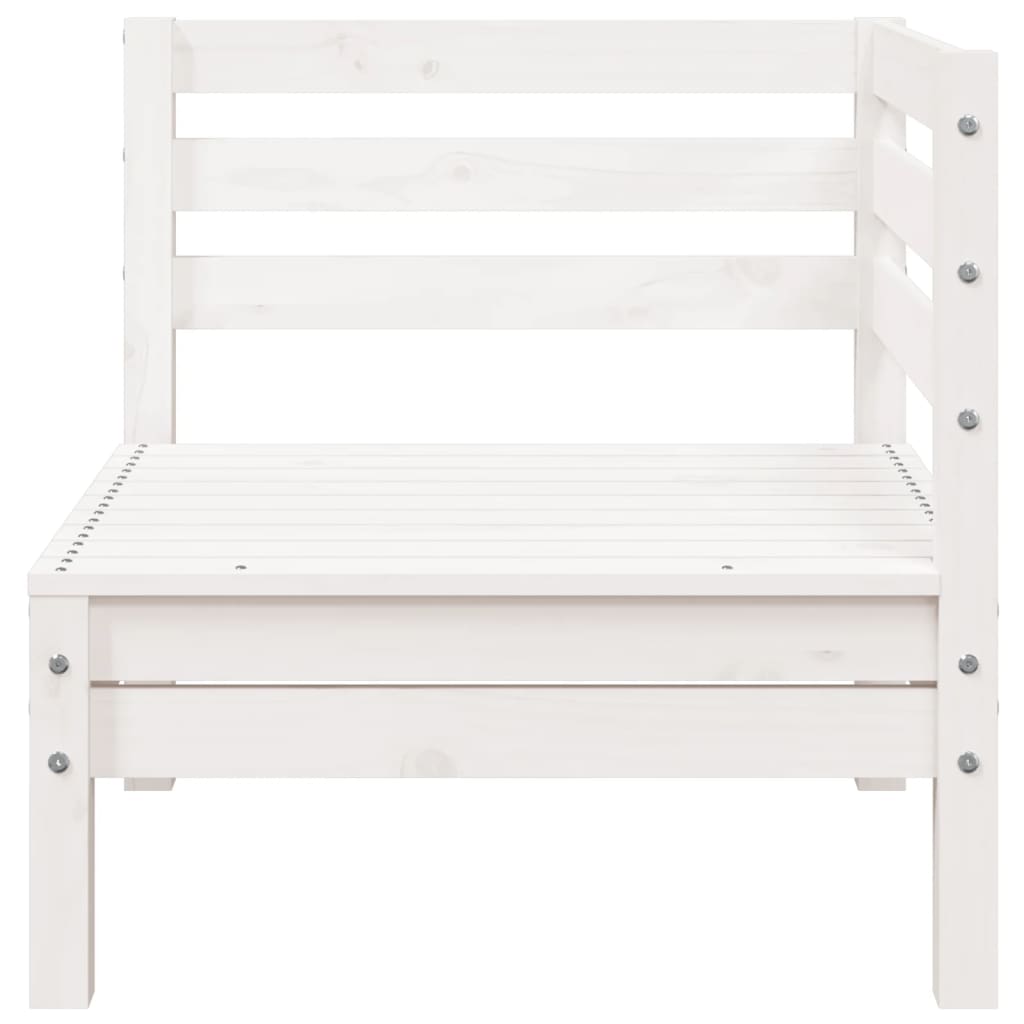 Garden Sofa 3-Seater White Solid Wood Pine