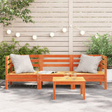 Garden Sofa 3-Seater Wax Brown Solid Wood Pine