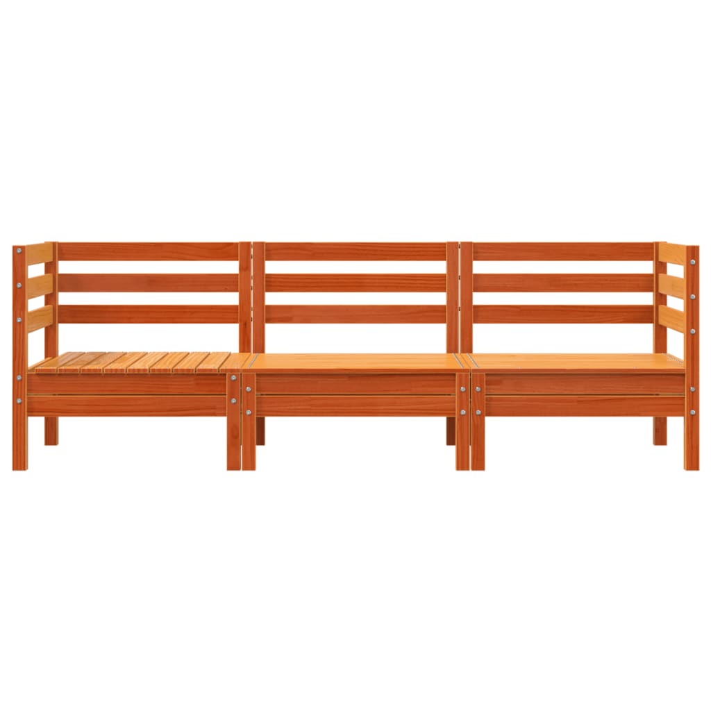 Garden Sofa 3-Seater Wax Brown Solid Wood Pine