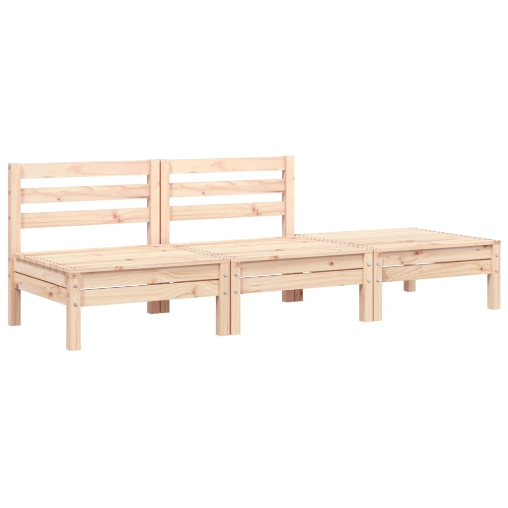 Garden Sofa 3-Seater Solid Wood Pine