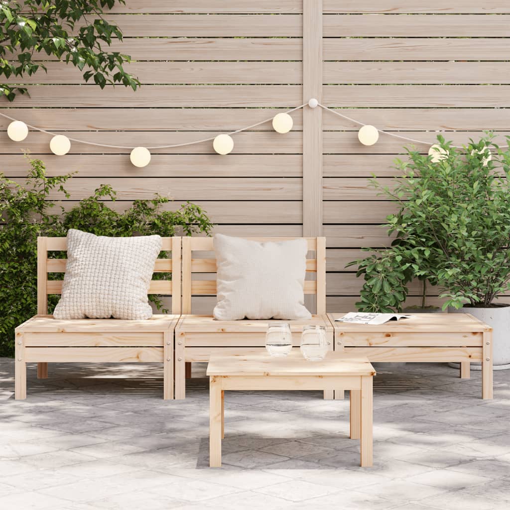 Garden Sofa 3-Seater Solid Wood Pine