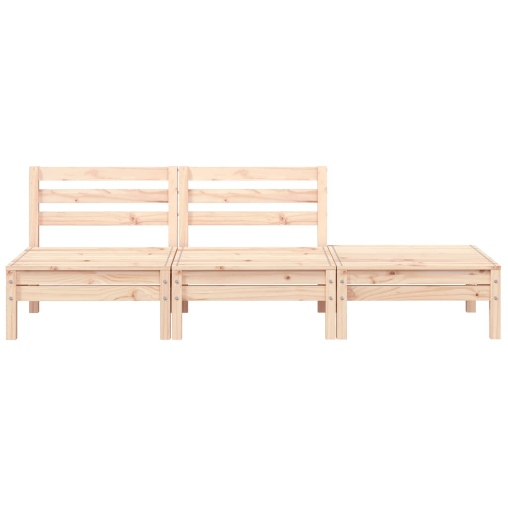 Garden Sofa 3-Seater Solid Wood Pine