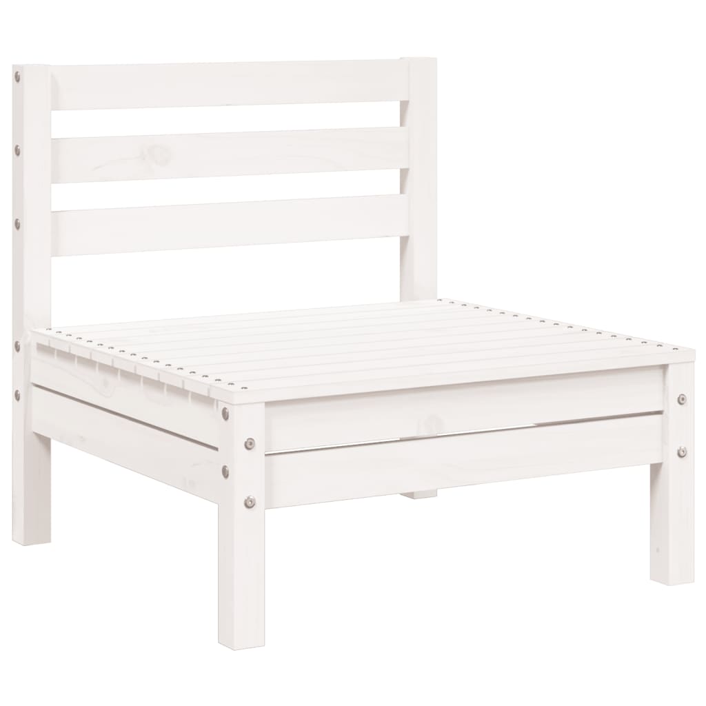 Garden Sofa 3-Seater White Solid Wood Pine