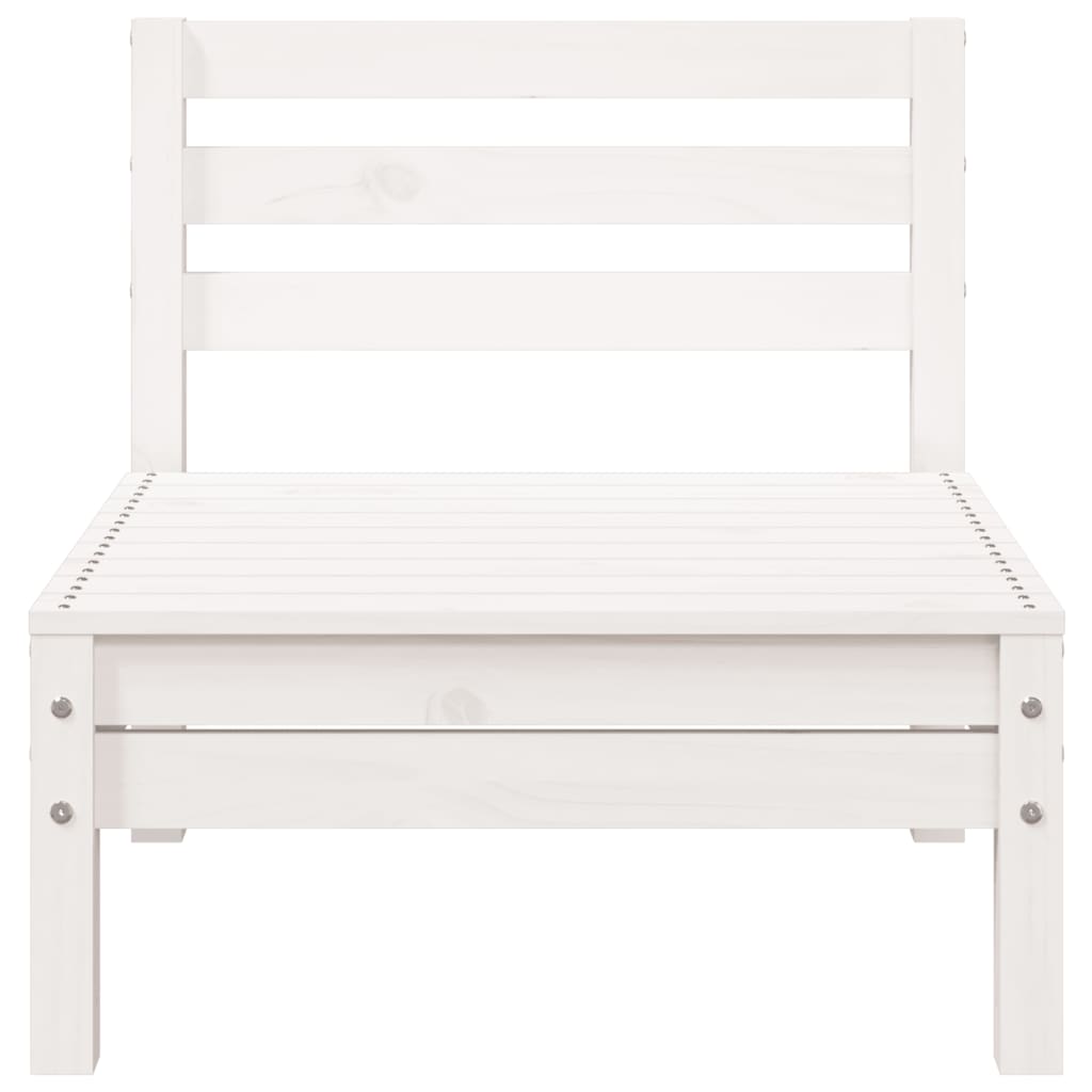 Garden Sofa 3-Seater White Solid Wood Pine