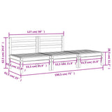 Garden Sofa 3-Seater White Solid Wood Pine