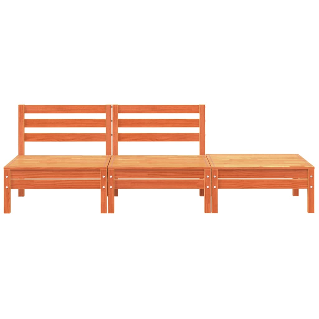 Garden Sofa 3-Seater Wax Brown Solid Wood Pine