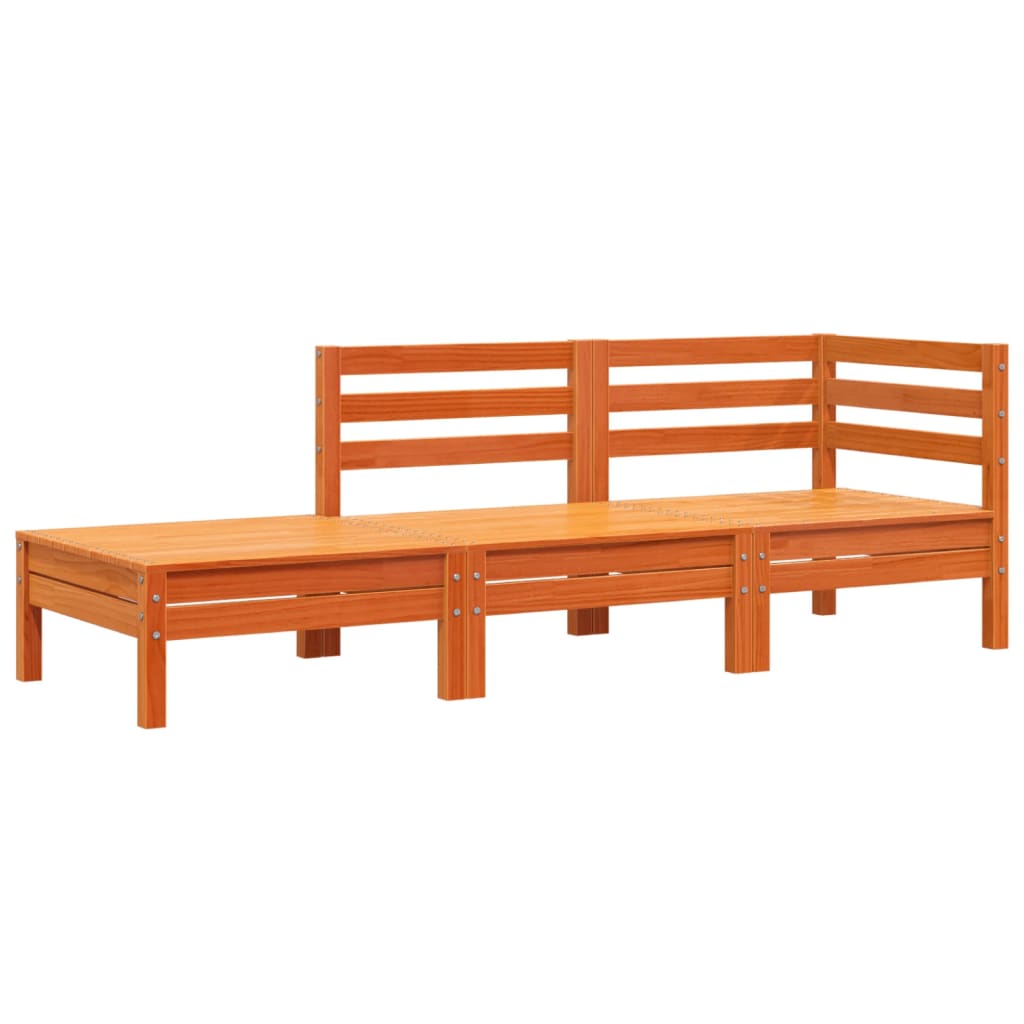 Garden Sofa 3-Seater Wax Brown Solid Wood Pine