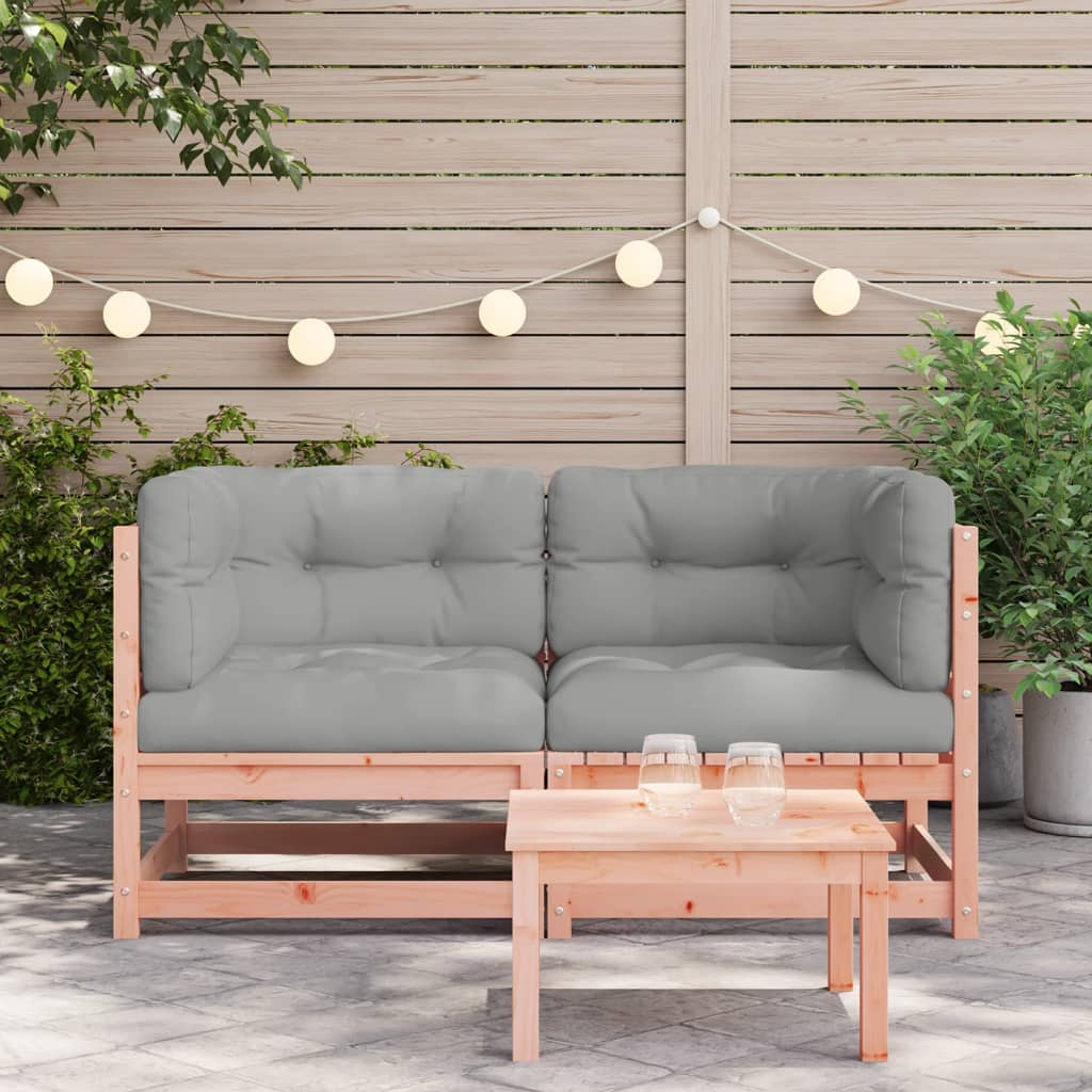 Garden Sofas Corner with Cushions 2 pcs Solid Wood Douglas