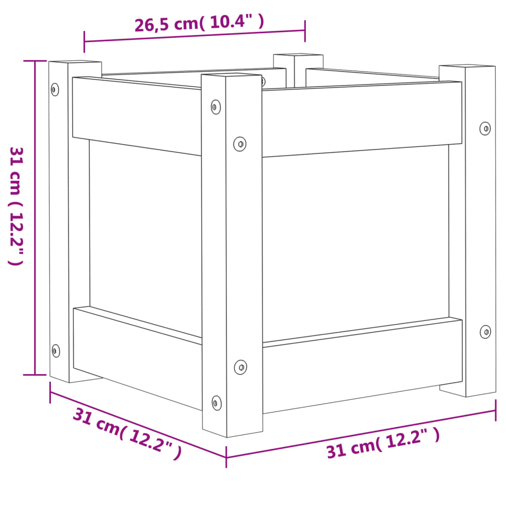 Garden Planter White 31x31x31 cm Solid Wood Pine