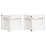 Garden Planters 2 pcs White Solid Wood Pine