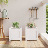 Garden Planters 2 pcs White Solid Wood Pine