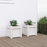 Garden Planters 2 pcs White Solid Wood Pine