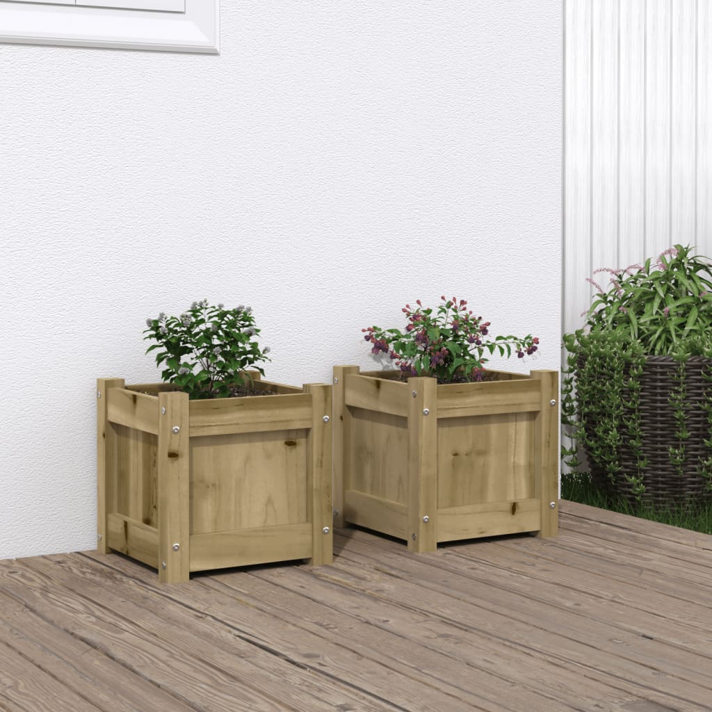 Garden Planters 2 pcs Impregnated Wood Pine