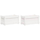 Garden Planters 2 pcs White Solid Wood Pine