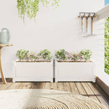 Garden Planters 2 pcs White Solid Wood Pine